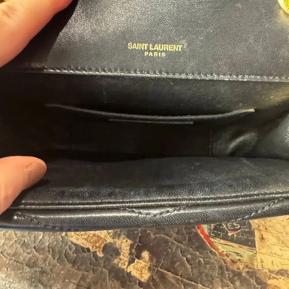 YSL Laurent Chevron Suplice Black Lambskin Double Flap Crossbody Bag GHW‎ CoA - Picture 4 of 10